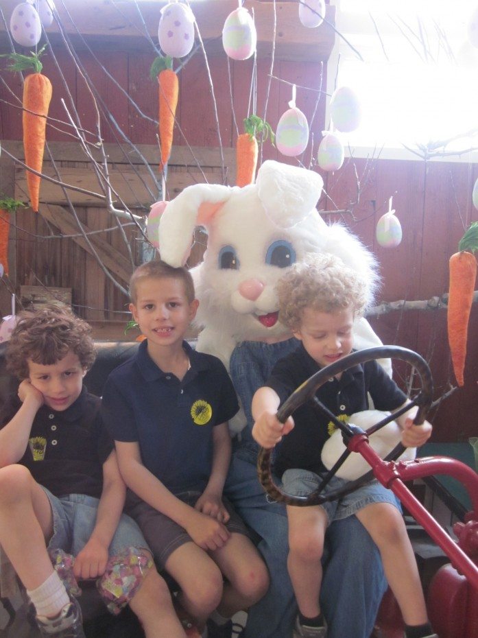 Bpys with Easter Bunny at Johnson's Farm in Medford New Jersey
