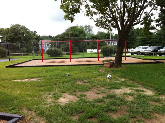 New Swings replaced the wooden train structure. 