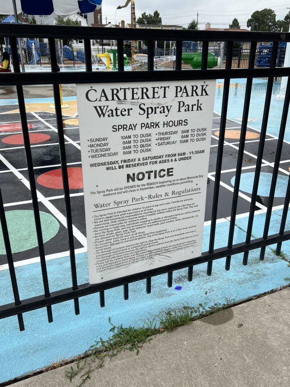 Sprayground hours at Carteret Park in Carteret NJ