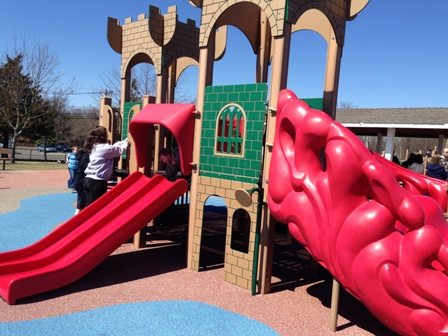 The smaller playground equipment for children ages 2-5