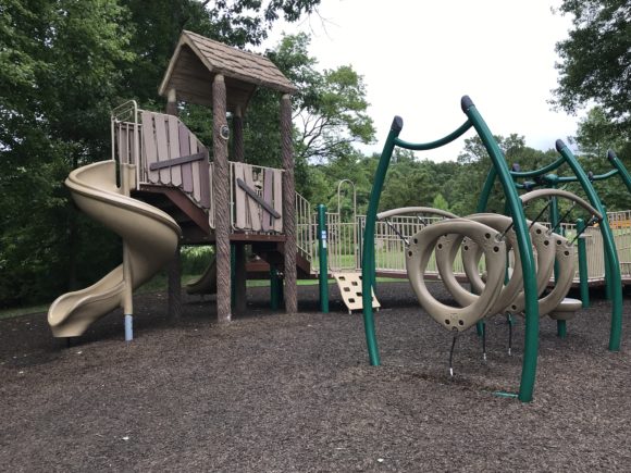 The Loop Playground has orings to climb through and a treehouse in the preschool area.