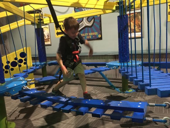 Climb across the Sky Tykes Ropes Course at iPlay America.