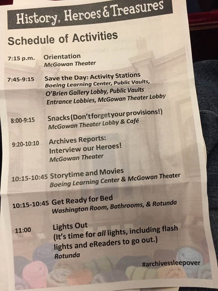 National Archives Sleepover program schedule