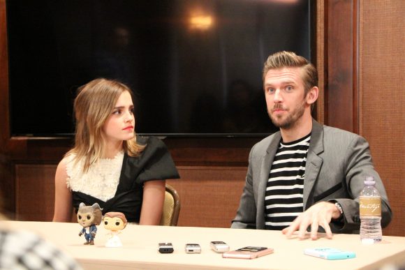 Emma Watson and Dan Stevens during Beauty and the Beast interview at the Montage Hotel in Beverly Hills, CA