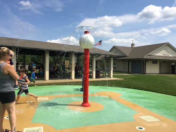 A sprayground at Cross Farm Park in Holmdel, New Jersey part of Monmouth County Parks & Playgrounds