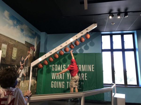 Experiencing the Sport Zone at the Franklin Institute in Philadelphia basketball jump