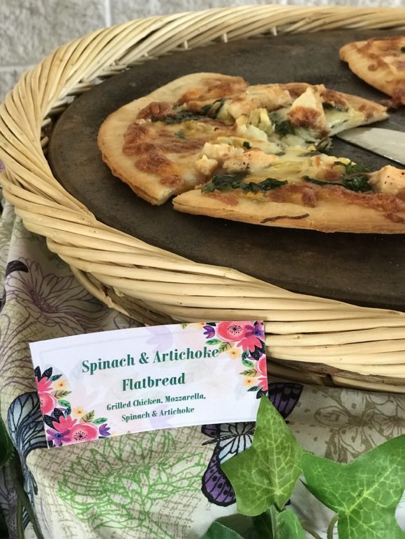 Spinach and Artichoke Flatbread, available on the Hersheypark Gluten-free menu at The Outpost.