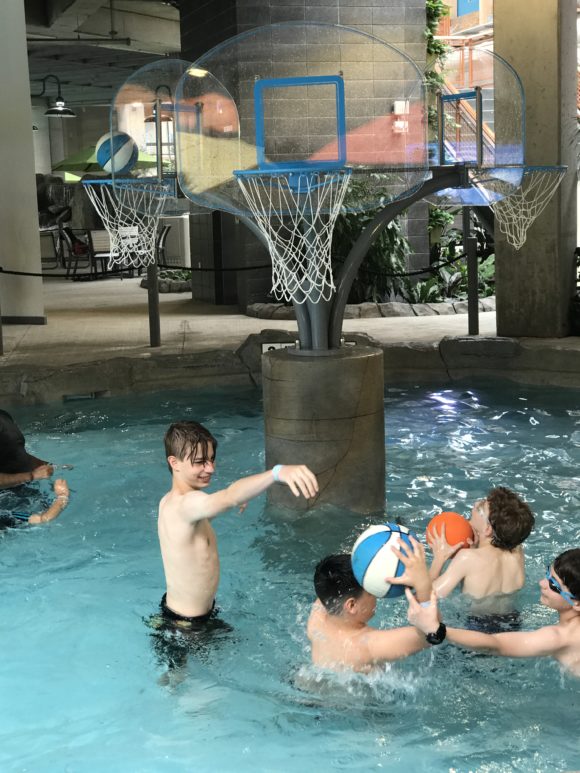 Play a game of water basketball at Kartrite Waterpark With Tweens