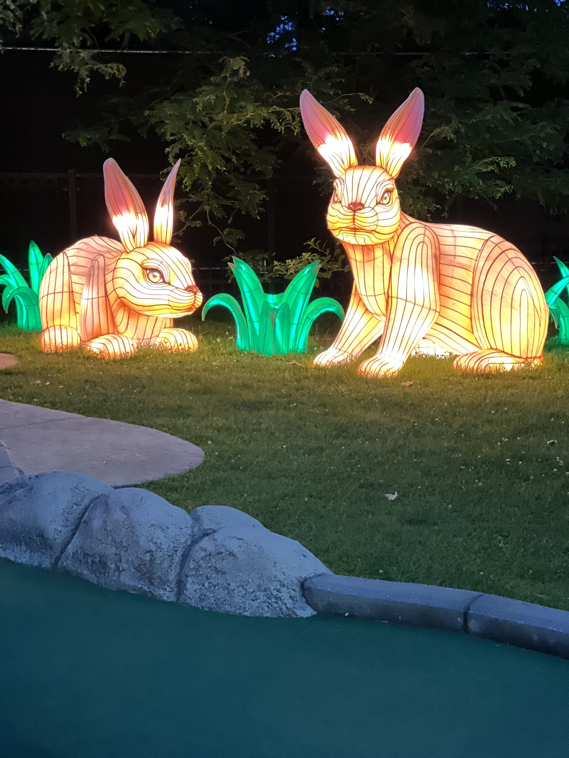 Bunnies at mini golf at Philadelphia Chinese Lantern Festival Vertical
