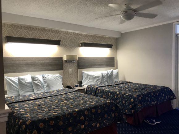 Two double beds in hotel room at the Adventurer Oceanfront Inn hotel in Wildwood Crest