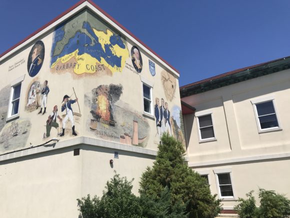 Somers Point old city hall with murals