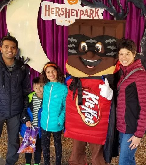 family picture at Hersheypark in the Dark with Super Kit Kat