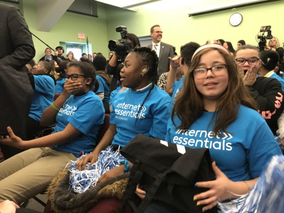 Comcast Digital Inclusion Rally at the Pennyslvania School for the Deaf three girls were given ipads from Comcast