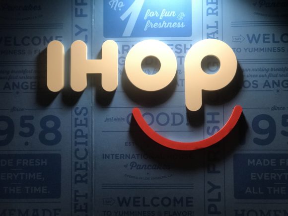 IHOP logo on wall of IHOP restaurants
