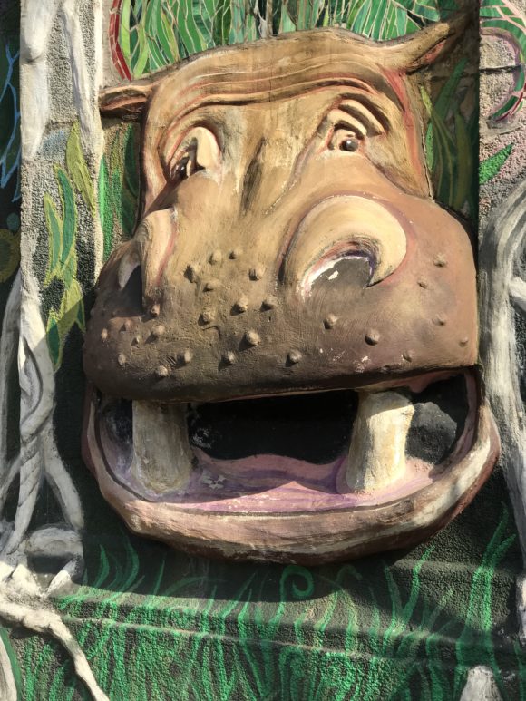 The hippo mural outside of the Philadelphia Zoo