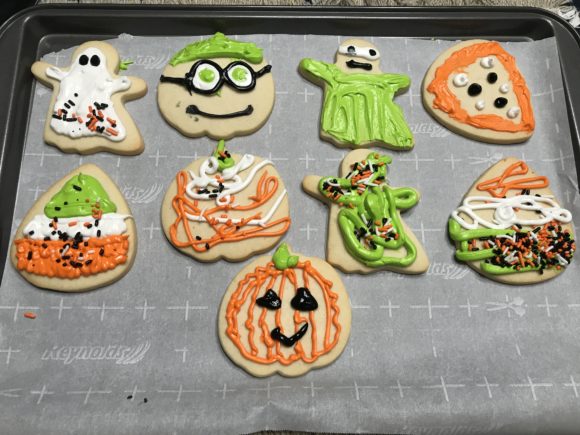 Decorated halloween sugar cookies was a fun Halloween activity.