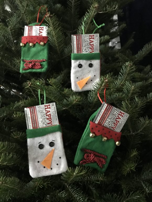 New Jersey lottery tickets hanging as ornaments on a Christmas tree.