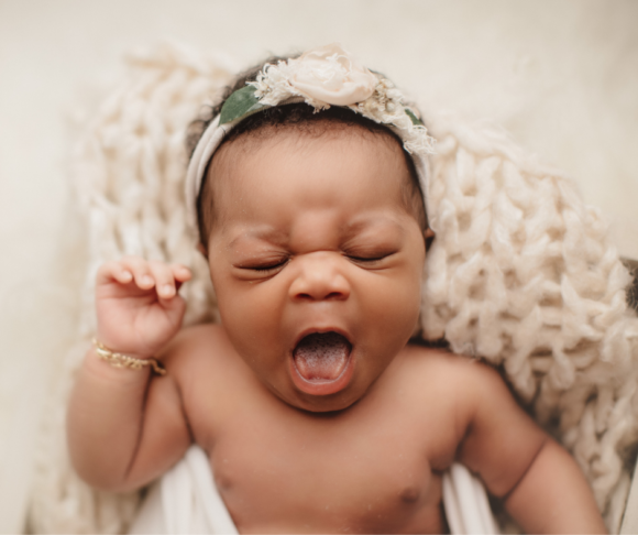 Newborn Baby yawning in a Studio Shoot