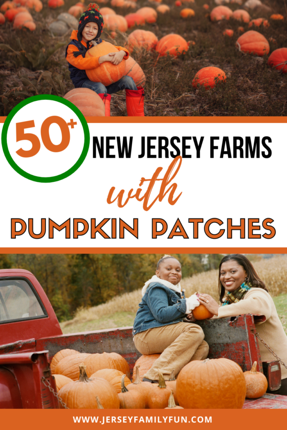 50 farms in New Jersey with pumpkin patches pinterest collage with people and pumpkins