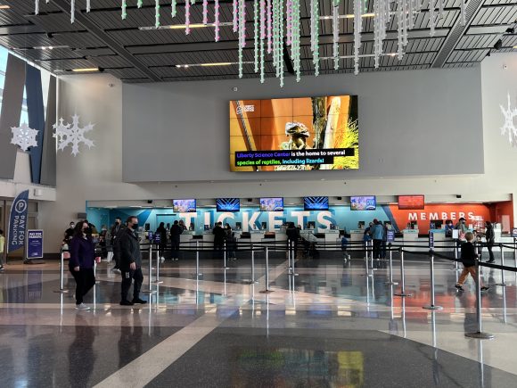 Liberty Science Center lobby and ticket counter