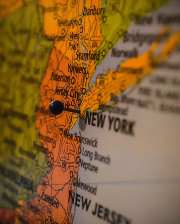 Map of New Jersey showing New York
