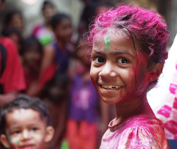 child at Holi Festival in New Jersey