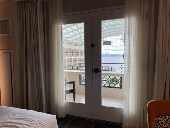 Balcony doors in Double Queen Guest Room with Atrium View at Gaylord National Resort in National Harbor 1