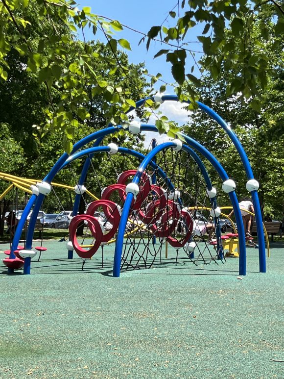 Colonial Park Playground in Somerset NJ climbing o rings vertical