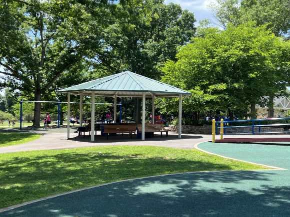 Colonial Park Playground in Somerset NJ pavilion at playground 