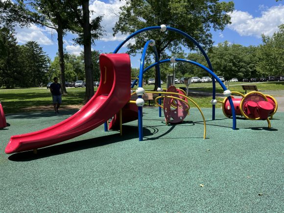 Colonial Park Playground in Somerset NJ slides toddler