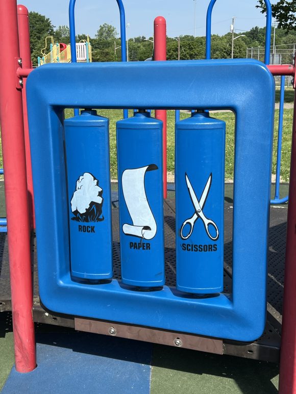rock paper scissors game sensory play areas at Cunningham Park Playground in Vineland NJ