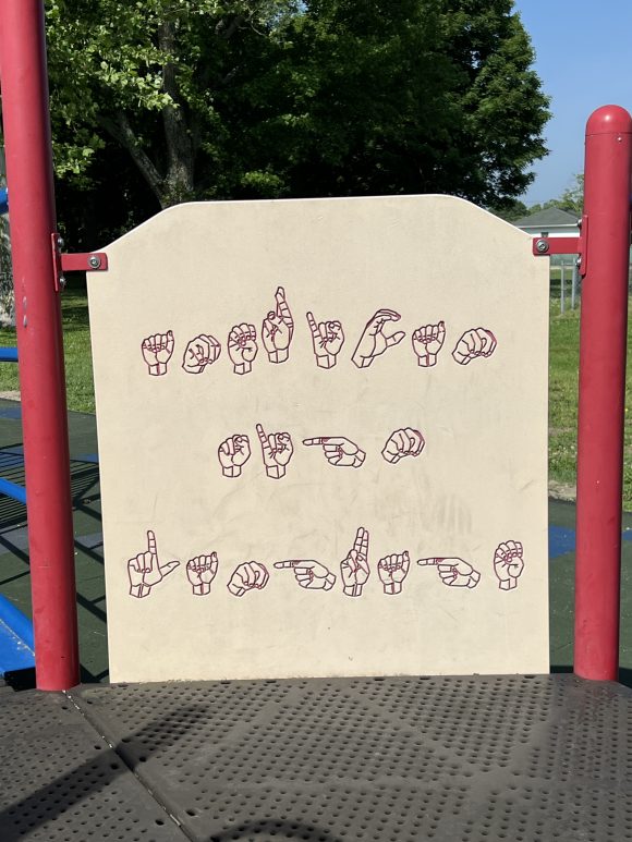 sign language sensory play areas at Cunningham Park Playground in Vineland NJ