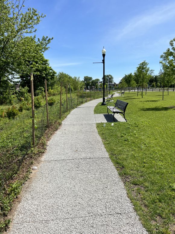 Dundee Island Park Playground in Passaic NJ walking path