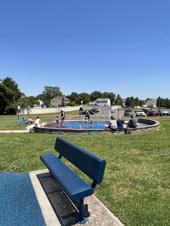 kids play at the splash pad at Fasola Park in Deptford, NJ