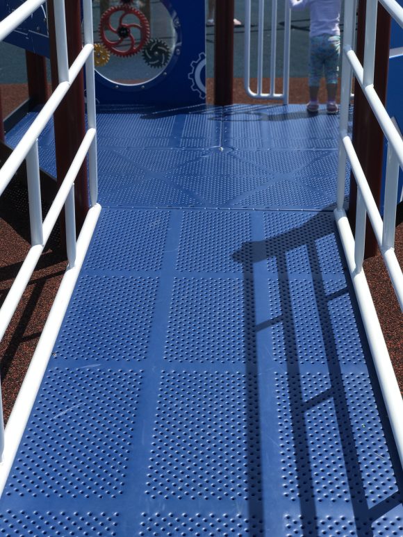 a wide accessible ramp at Fox park playground in Wildwood.