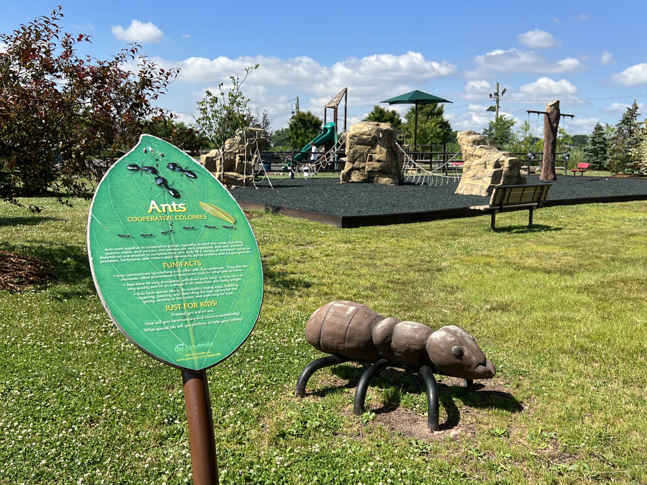 ant sculpture in Nature trail at Mill Creek Point Park in Secaucus NJ