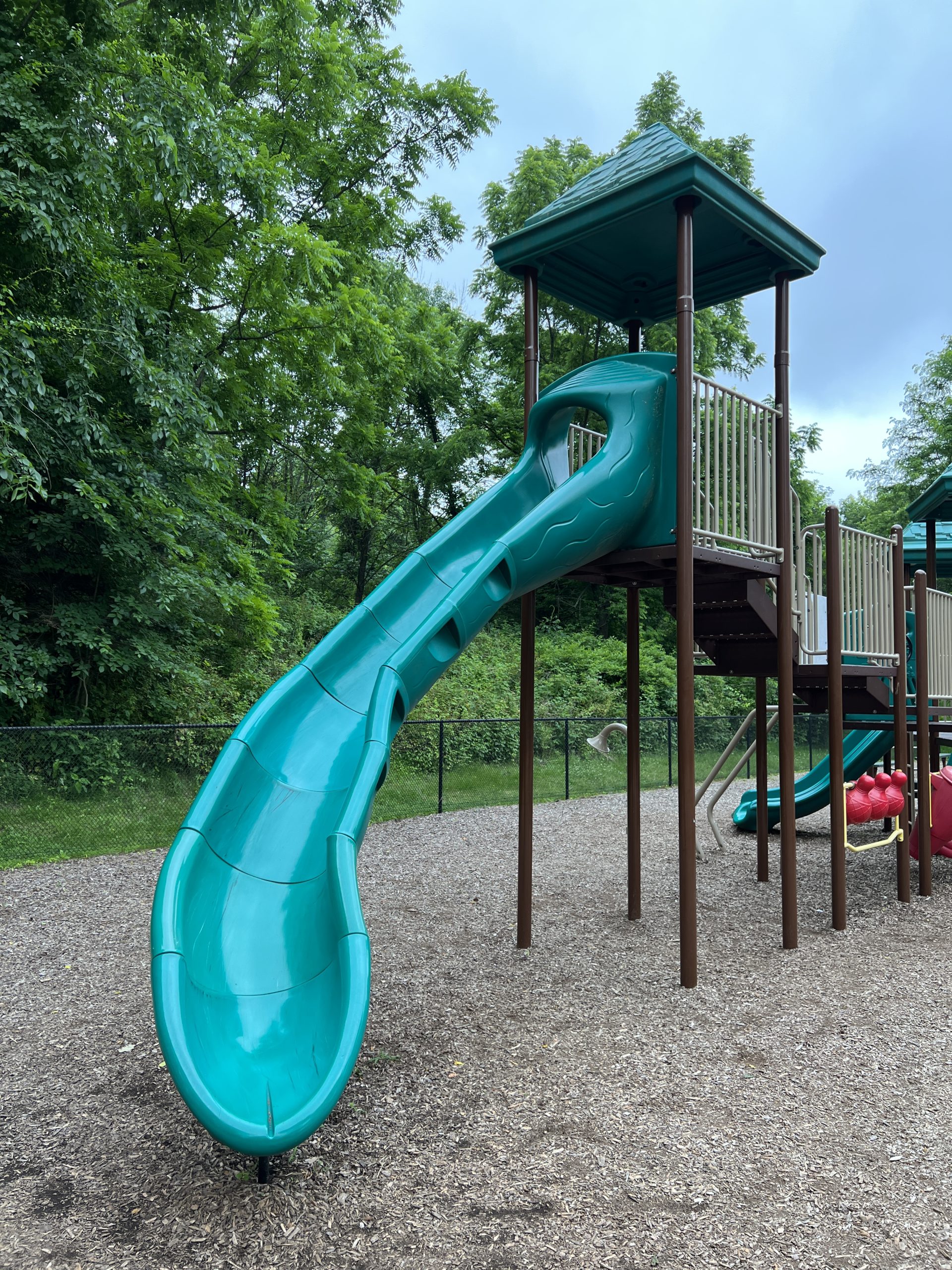 Second Curvy Slide for older kids at Kids Kastle Station Park Playground in Sparta NJ