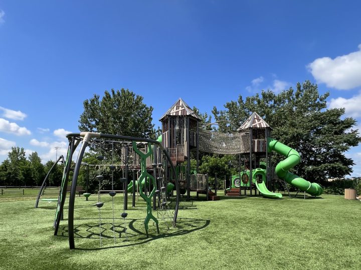 Top of the hill playground at Mill Creek Point Park Playgrounds in Secaucus NJ Vertical picture 2