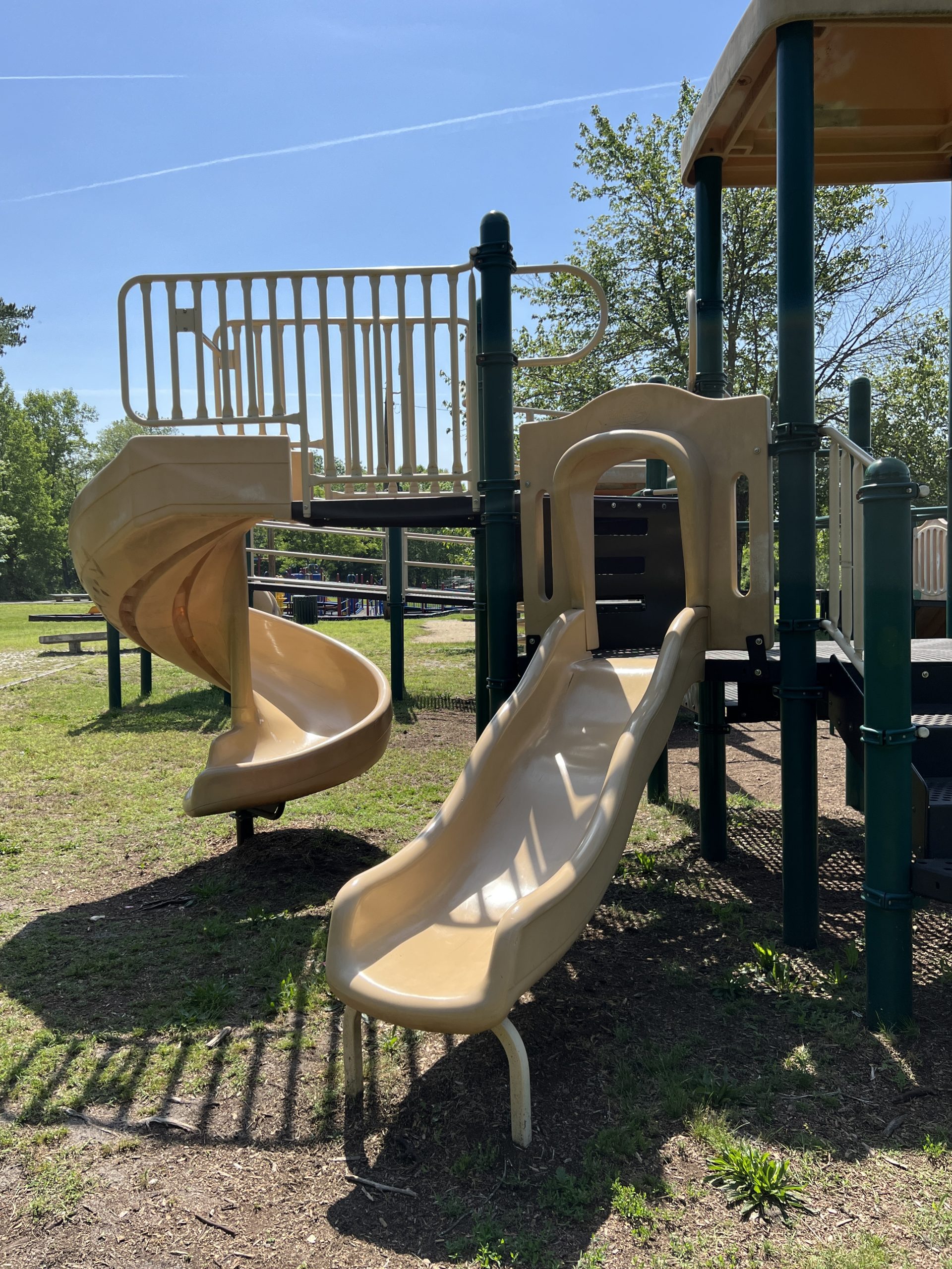 Waltman Park Playground in Millville NJ 2 slides on older equipment