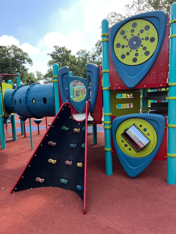 Watsessing Park Playground in Bloomfield NJ climbing wall with sensory play areas