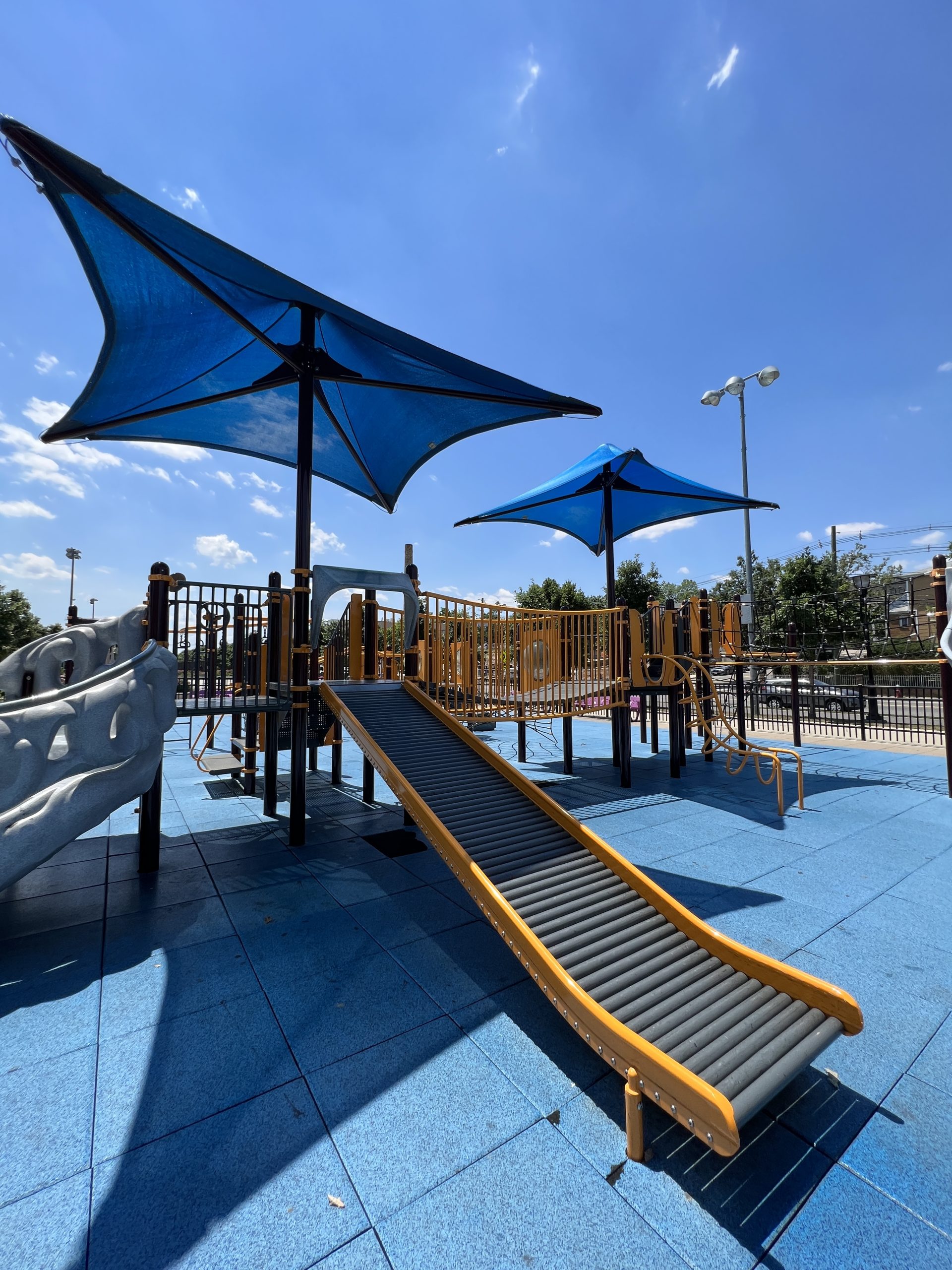 Berry Lane Park Playground in Jersey City NJ slide with rollers 1a