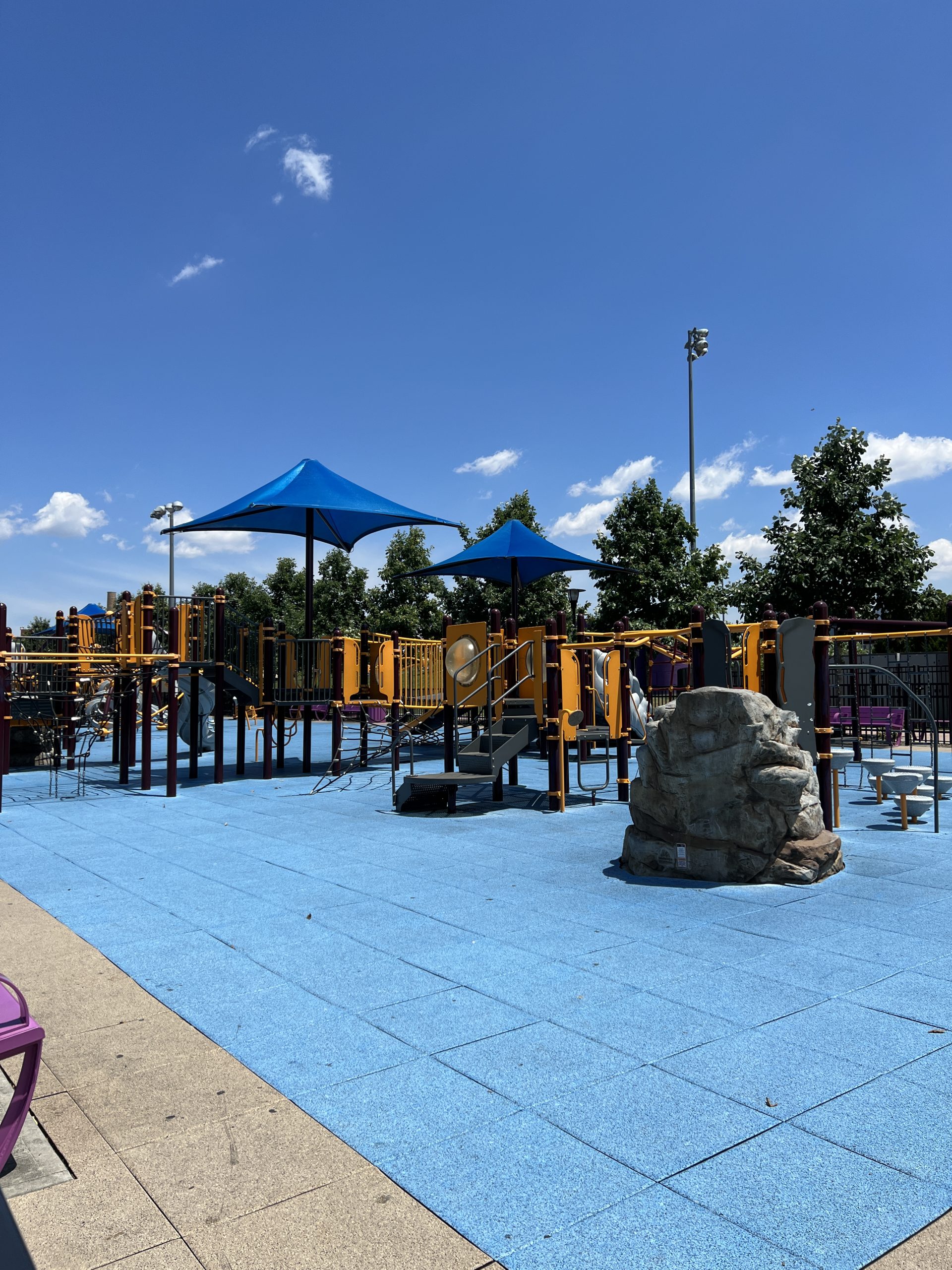 Berry Lane Park Playground in Jersey City NJ vertical shot with canopies