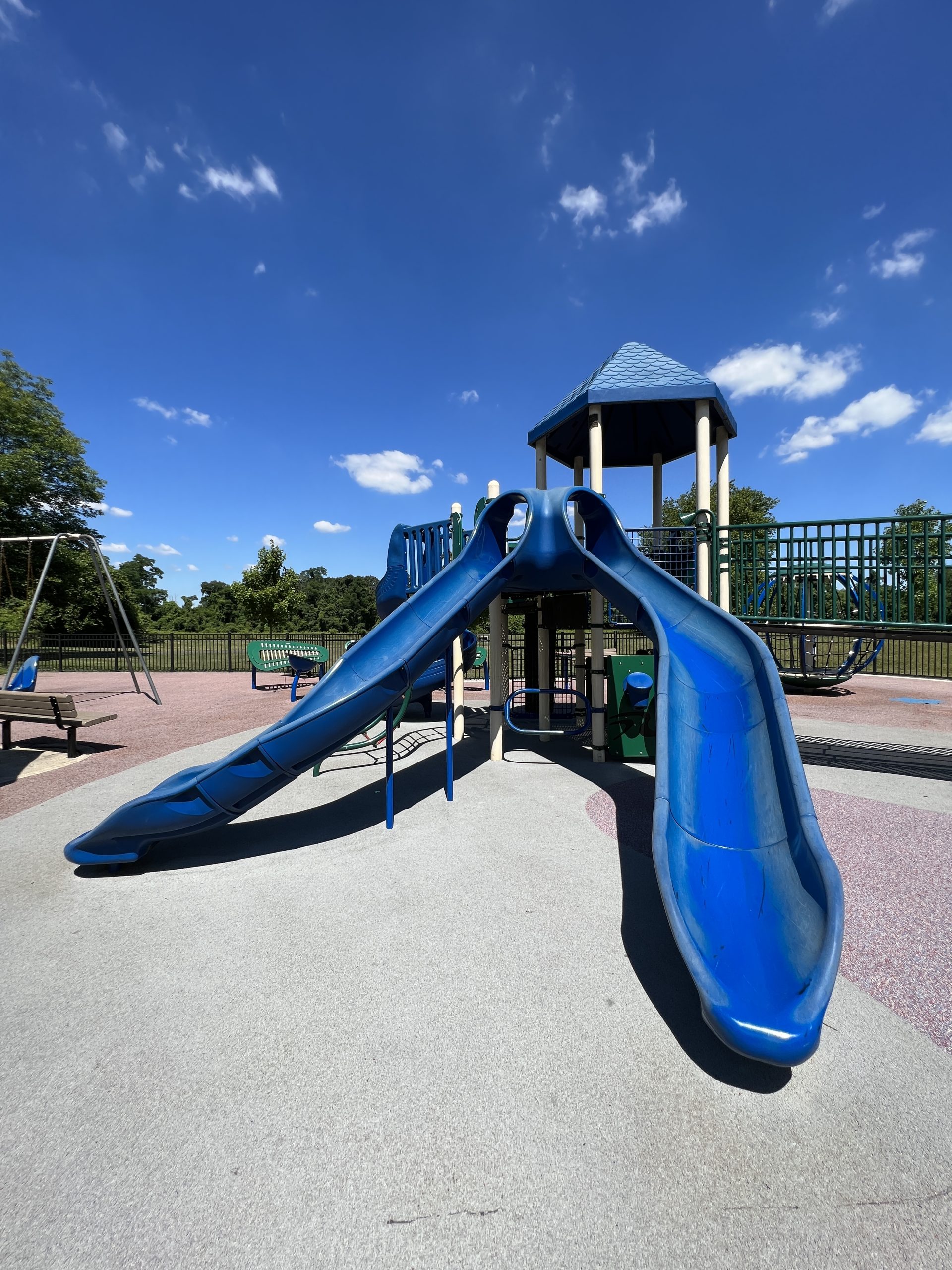 Challenger Place Park Playground in Colts Neck NJ both curvy slides 1