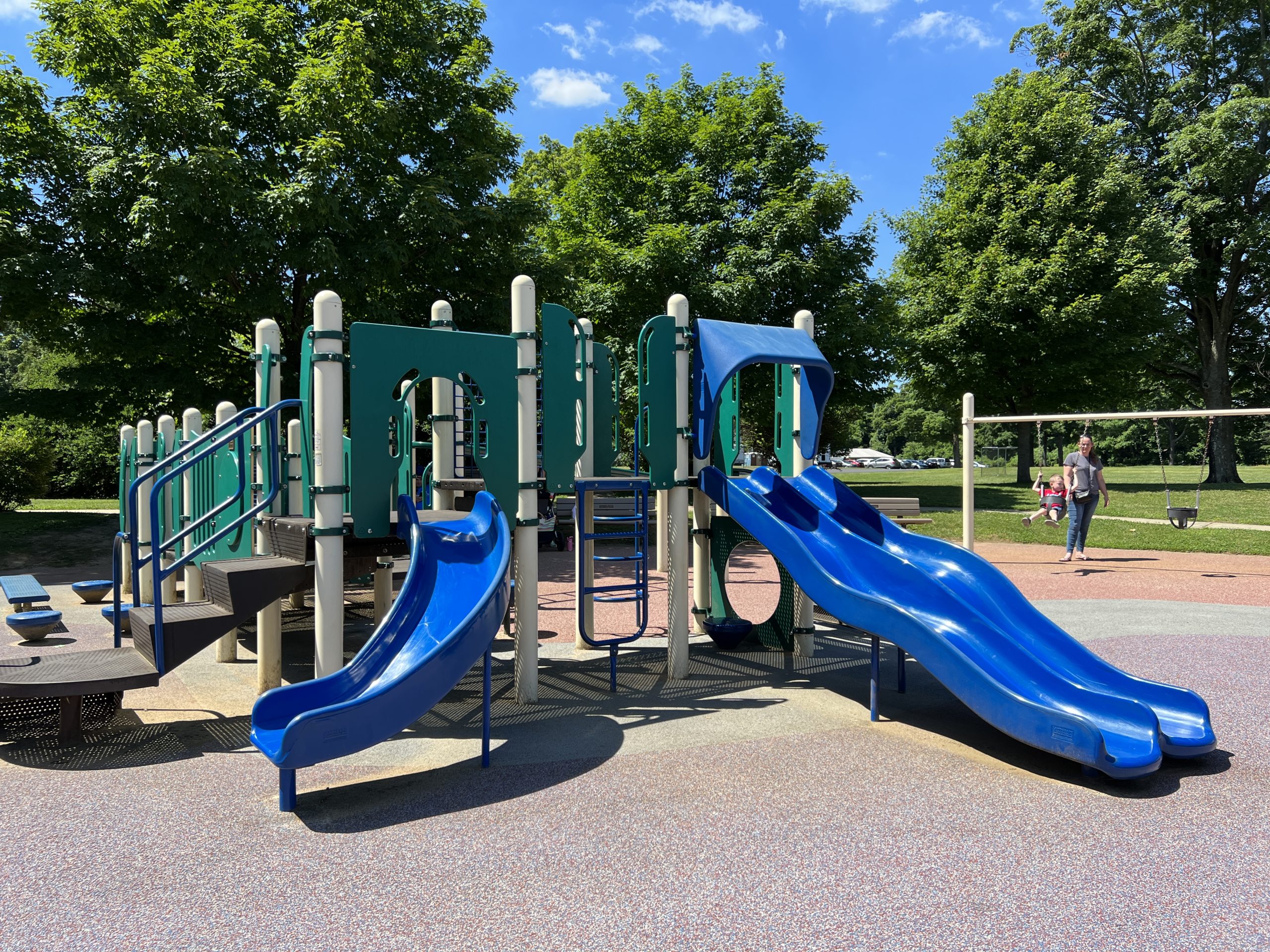 Challenger Place Park Playground in Colts Neck NJ both slides on toddler playground