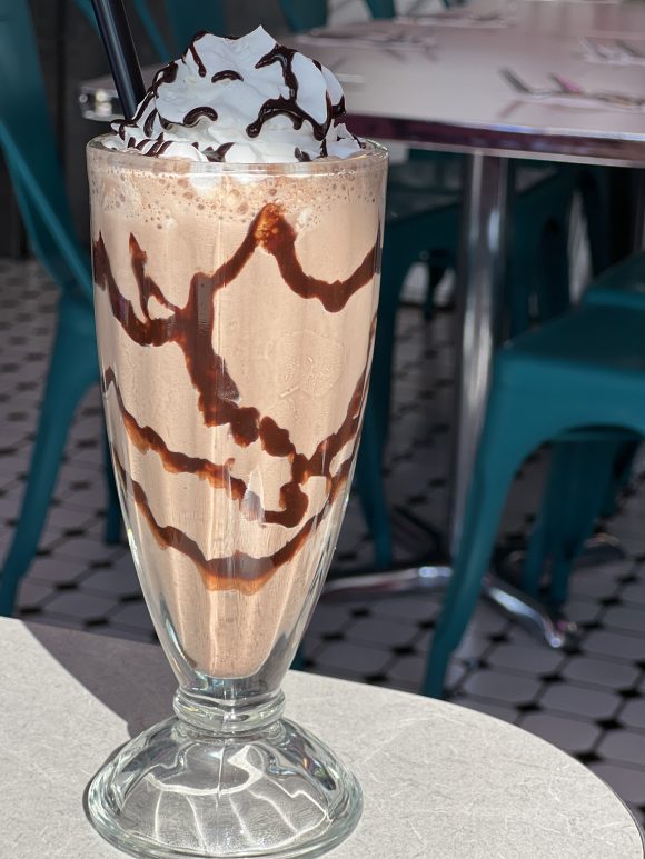 Chocolate milkshake at The Pink Cadillac Diner in Wildwood New Jersey