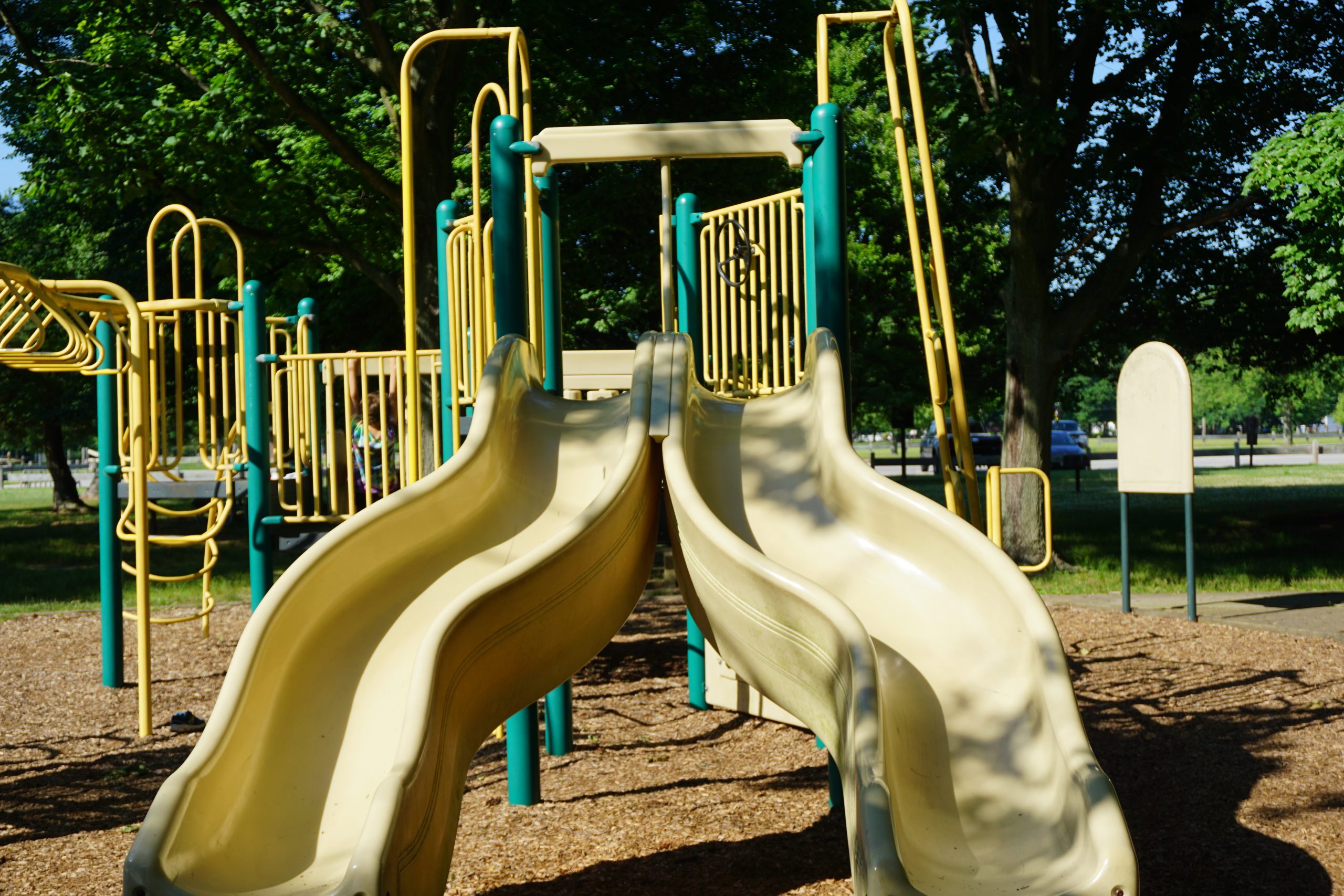 Fort Mott State Park Playground in Pennsville NJ 2 curvy slides horizontal