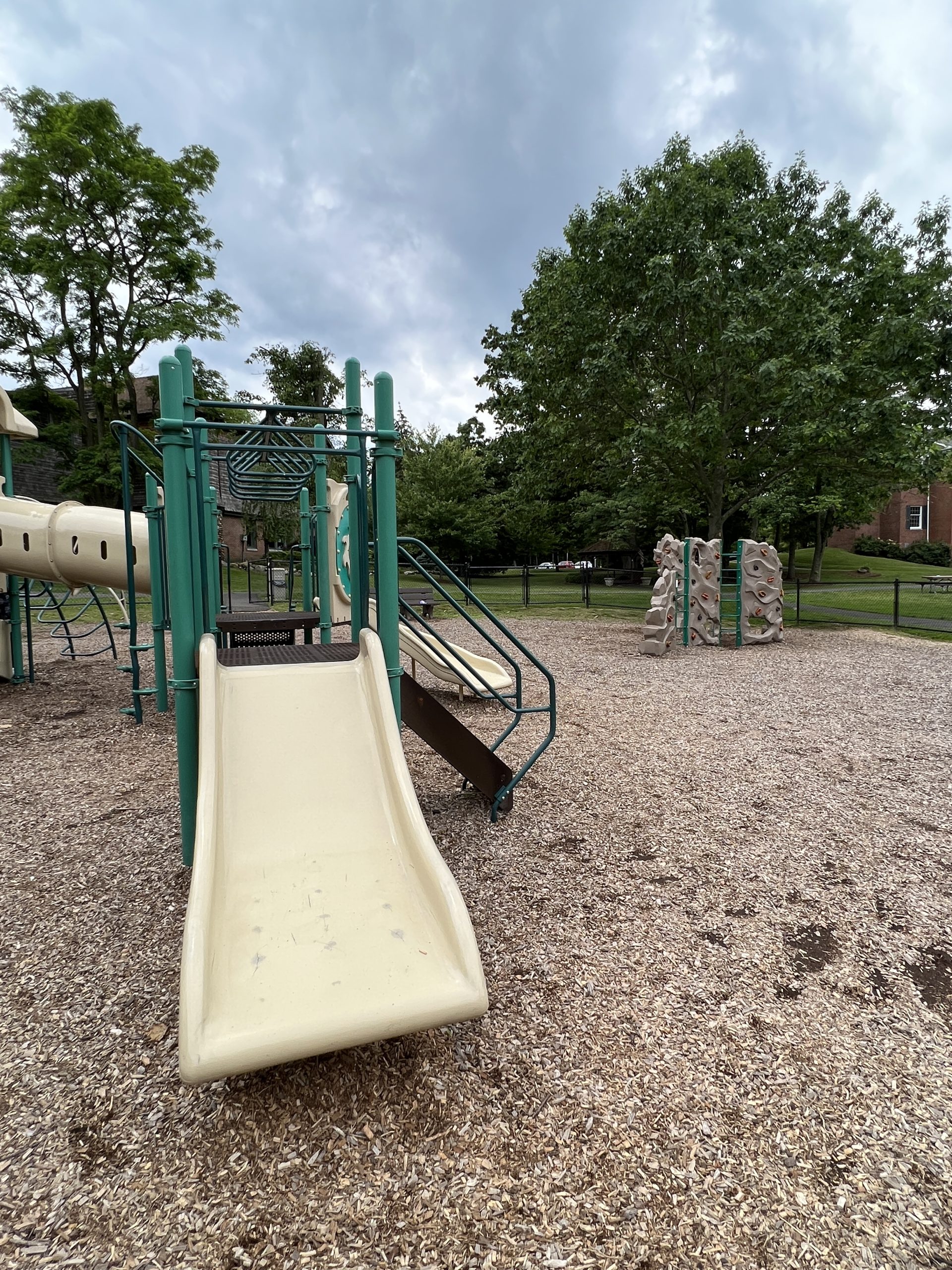 Franklin Lakes Borough Municipal Field Playground in Franklin Lakes NJ tan wide slide 1a