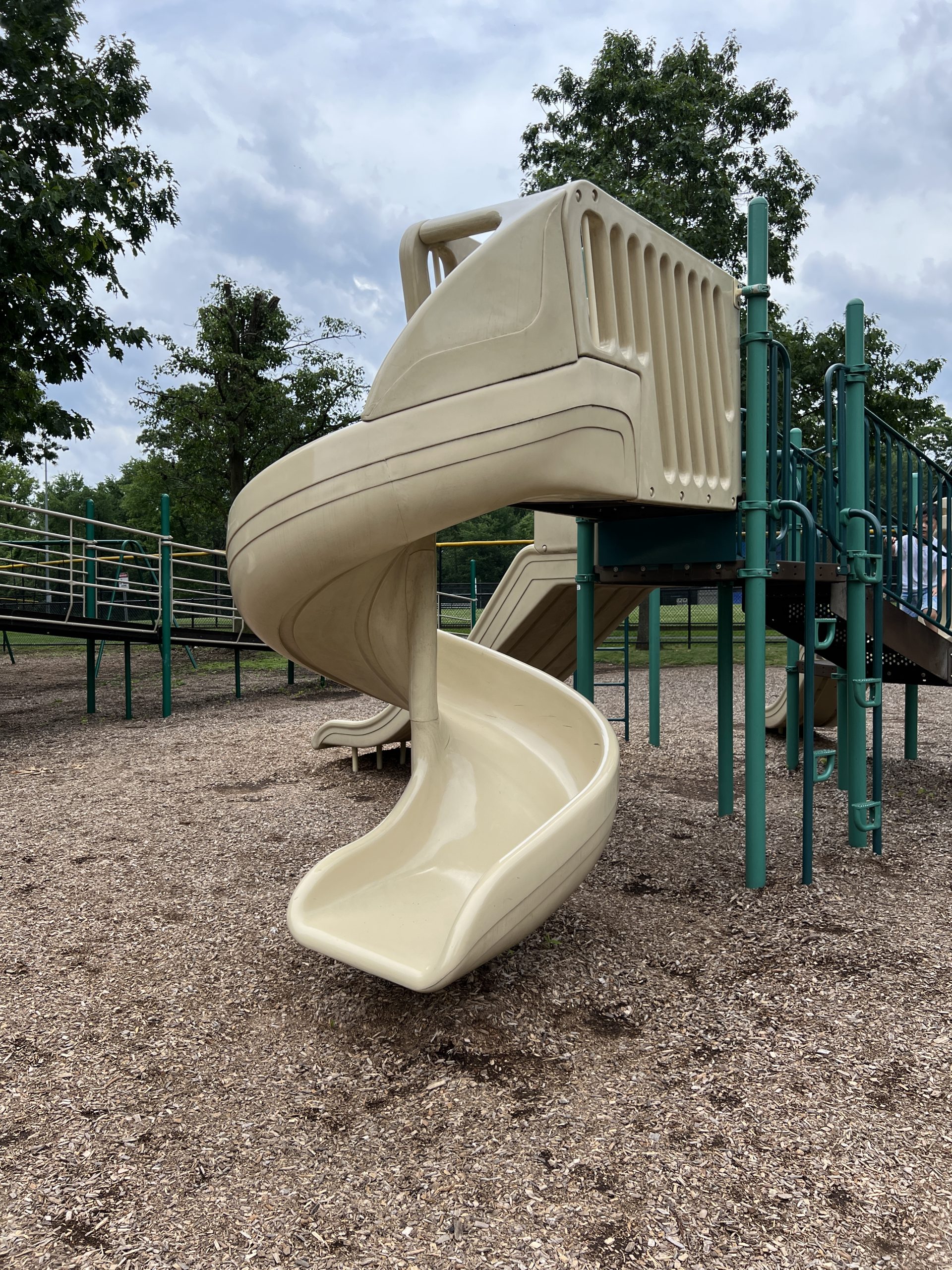 Franklin Lakes Borough Municipal Field Playground in Franklin Lakes NJ twisting slide 1a