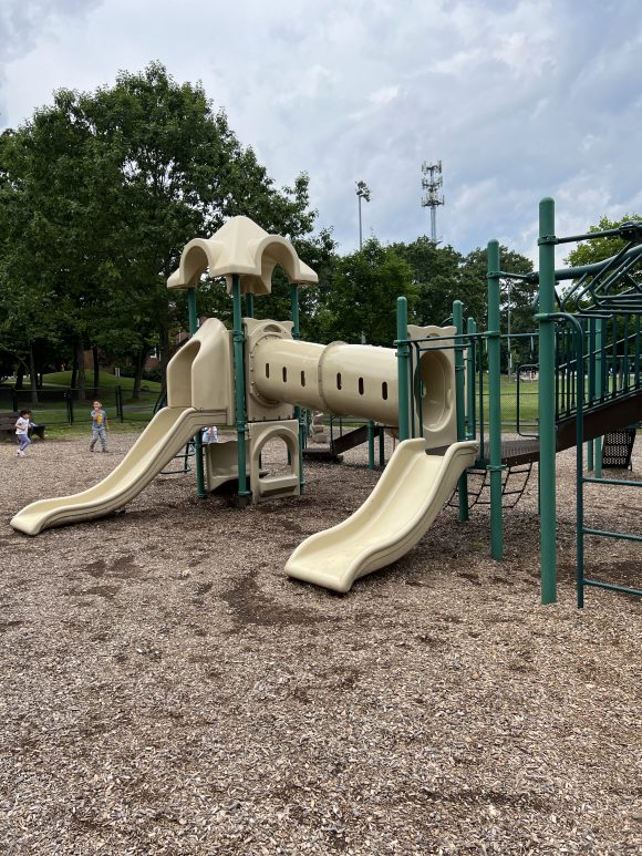 Franklin Lakes Borough Municipal Field Playground in Franklin Lakes NJ vertical picture of main equipment 1