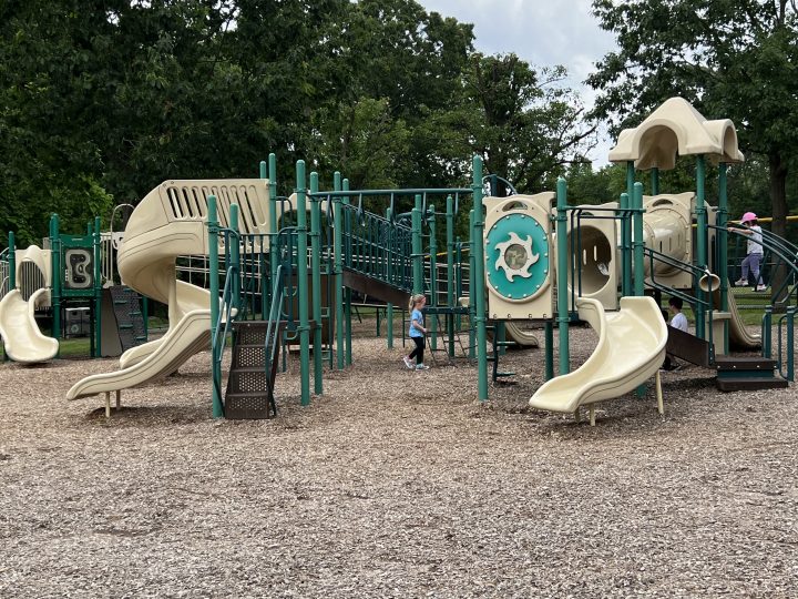Franklin Lakes Borough Municipal Field Playground in Franklin Lakes NJ vertical picture of main equipment
